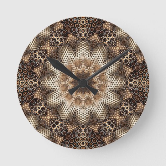 Mandala mit sechseckigen Elementen Runde Wanduhr (Vorderseite)