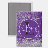 Mandala mit Silberstern auf Lila verzaubern Magnet (Vorderseite/Rückseite)