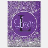 Mandala mit Silberstern auf Lila verzaubern Magnet (Vorderseite)