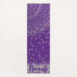 Mandala mit Silberstern auf Lila verzaubern Yogamatte