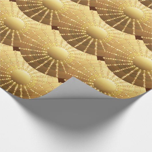 Mandala mit Sternen - Goldener Satin-Gradient Geschenkpapier (Ecke)
