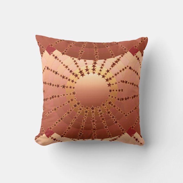 Mandala mit Sternen - Kupfersatin-Gradient Kissen (Vorderseite)