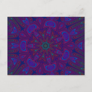 Mandala mit Sternen und Herzen in Lila, blau, rot Postkarte