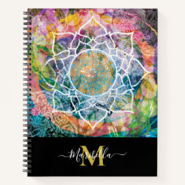 Mandala Mixed Media Bohemisch Personalisieren Mono Notizblock