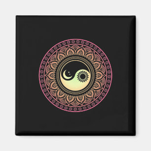 Mandala Mond und Sonne Yin Yang  Magnet
