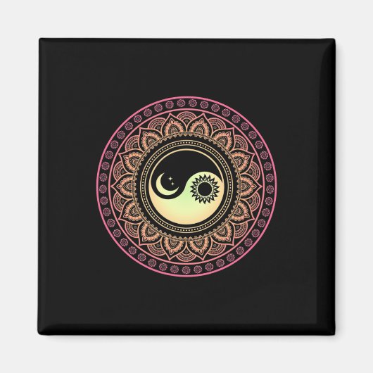 Mandala Mond und Sonne Yin Yang Magnet (Vorne)