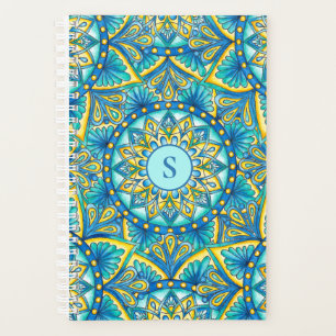 Mandala Monogram Blue Floral Turquoise Muster Planer