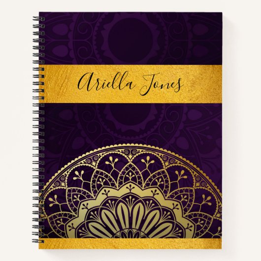 Mandala Monogram Metallic Gold Name Journal Notizblock (Vorderseite)