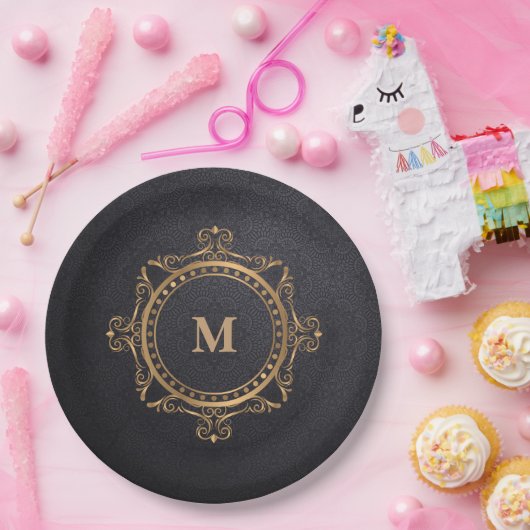 Mandala-Monogramm Pappteller (Party)