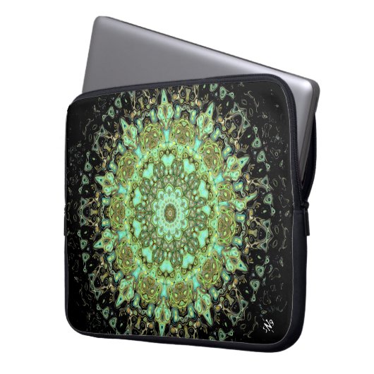 Mandala-Monster Laptopschutzhülle (Vorderseite Links)