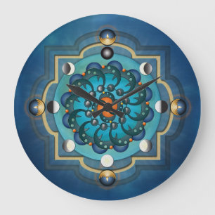 Mandala Moon phasen Wall Clock Große Wanduhr