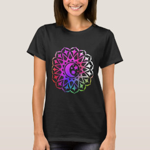 Mandala Moon Stars Multi Color Gefärbte Krawatte Y T-Shirt