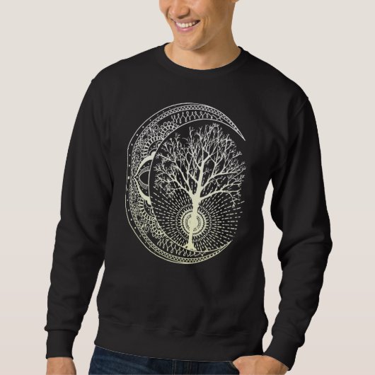 Mandala Moon Tree of Life Tattoo Style Sweatshirt (Vorderseite)