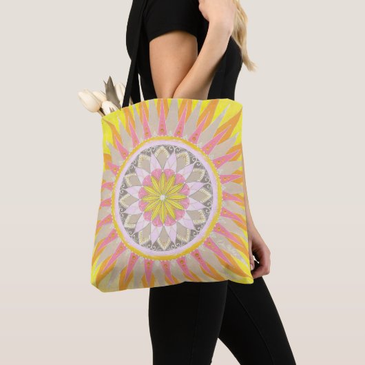 Mandala Morning Sun Farbenfrohe Tasche (Von Nahem)