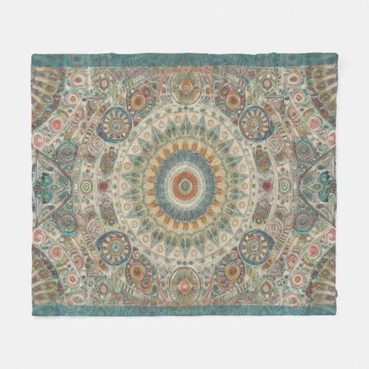 Mandala Mosaic Fleece Blanket (Vorderseite (Horizontal))
