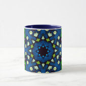 Mandala Mosaic Geometric Green Blue Retro Hippie Tasse (Zentrum)
