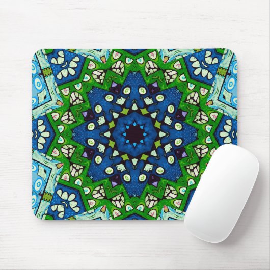 Mandala Mosaic Rosette Boho Retro Hippie Mousepad (Mit Mouse)