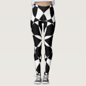 Mandala-Mosaik-Retro-Blume in Schwarzweiß Leggings (Vorderseite)