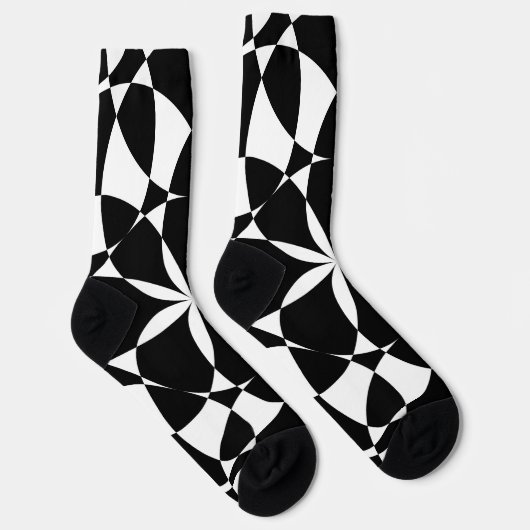 Mandala-Mosaik-Retro-Blume in Schwarzweiß Socken (Rechts)