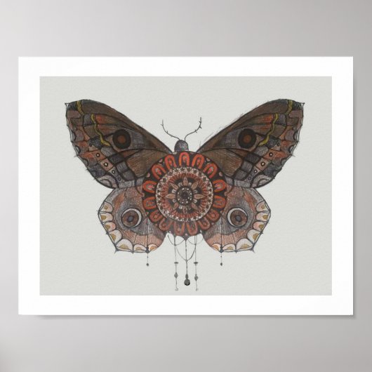 Mandala Moth Poster von Shelley (Vorne)