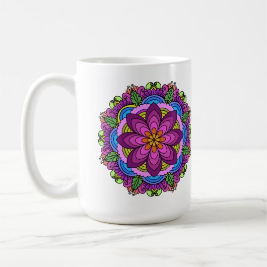Mandala Mug: Lotus Bloom Mandala Kaffeetasse (Links)