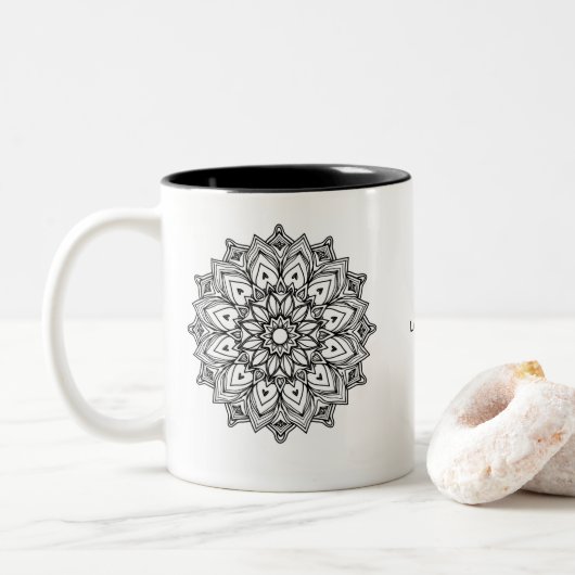 Mandala Mug – Love & Hope Inspirational Gift Zweifarbige Tasse (Mit Donut)