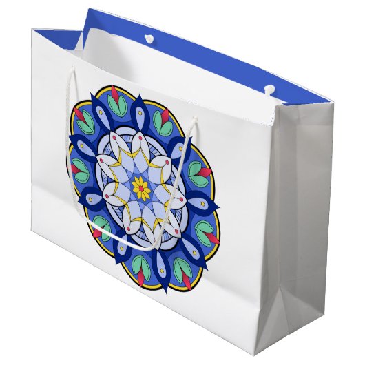 Mandala Muster 01 Große Geschenktüte (Vorderseite Schrägansicht)