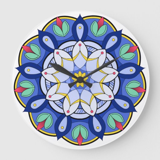 Mandala Muster 01 Große Wanduhr (Vorderseite)