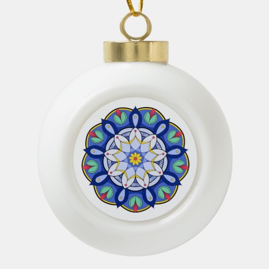 Mandala Muster 01 Keramik Kugel-Ornament (Vorderseite)