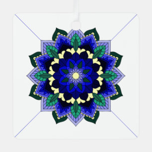 Mandala Muster 02 im dunkelblauen Baum Decorat Ornament Aus Metall
