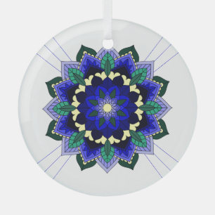 Mandala Muster 02 im dunkelblauen Glasbaumdekor Ornament Aus Glas