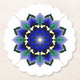 Mandala Muster 02 im dunkelblauen Paper Untersetze Untersetzer