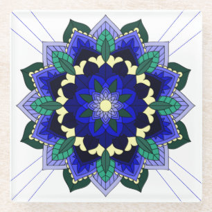 Mandala Muster 02 im dunkelblauen Untersetzer