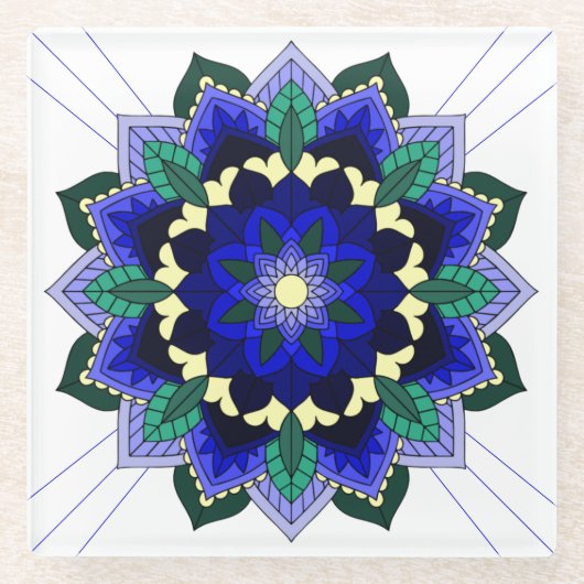 Mandala Muster 02 im dunkelblauen Untersetzer (Vorderseite)