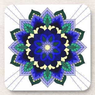 Mandala Muster 02 im dunkelblauen Untersetzer