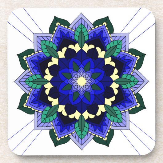 Mandala Muster 02 im dunkelblauen Untersetzer (Vorderseite)