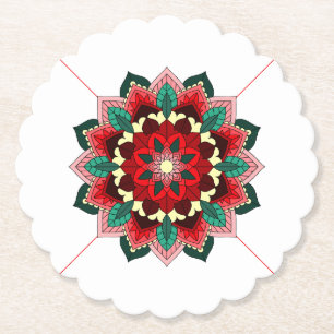 Mandala Muster 02 im roten Untersetzer