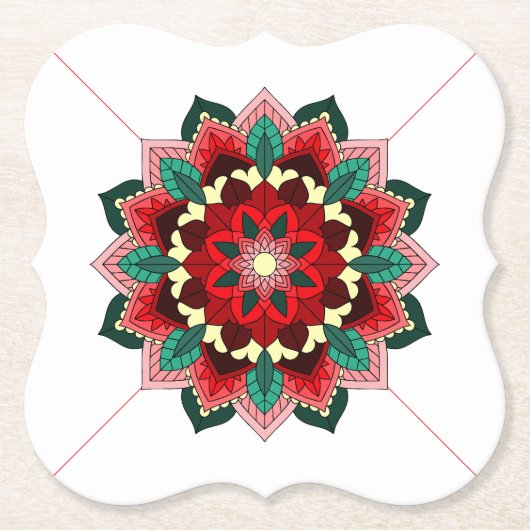 Mandala Muster 02 im roten Untersetzer (Vorderseite)