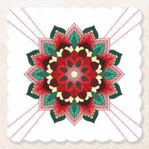 Mandala Muster 02 im roten Untersetzer