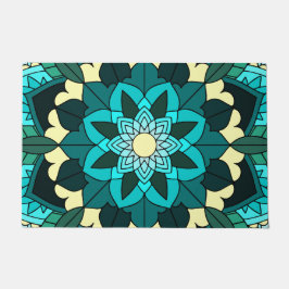 Mandala Muster 02 in aqua Door Mat Fußmatte