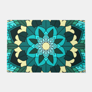 Mandala Muster 02 in aqua Door Mat Fußmatte