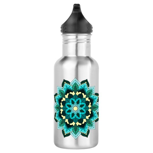 Mandala Muster 02 in aqua Edelstahlflasche (Rechts)