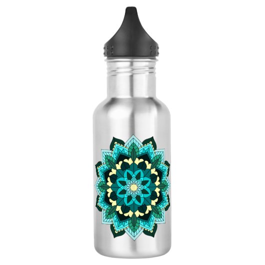 Mandala Muster 02 in aqua Edelstahlflasche (Links)