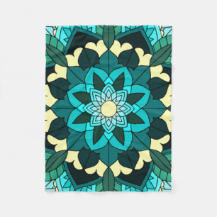 Mandala Muster 02 in aqua Fleecedecke