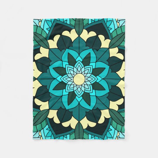 Mandala Muster 02 in aqua Fleecedecke (Vorderseite)