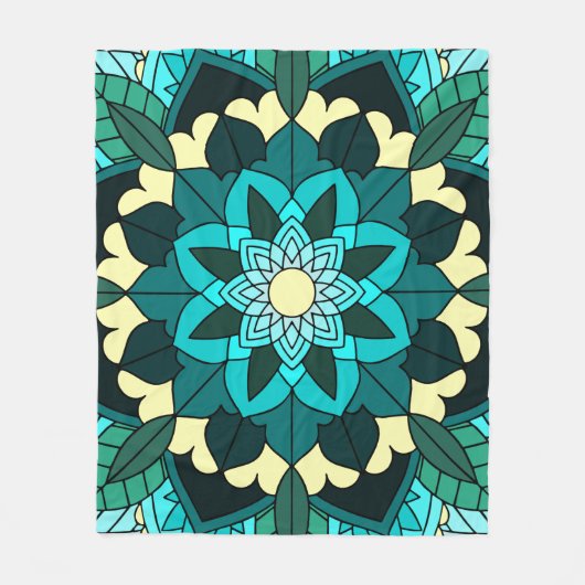 Mandala Muster 02 in aqua Fleecedecke (Vorderseite)