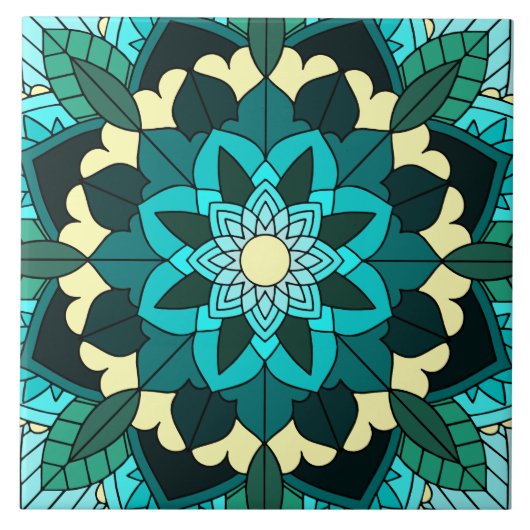Mandala Muster 02 in aqua Fliese (Vorderseite)