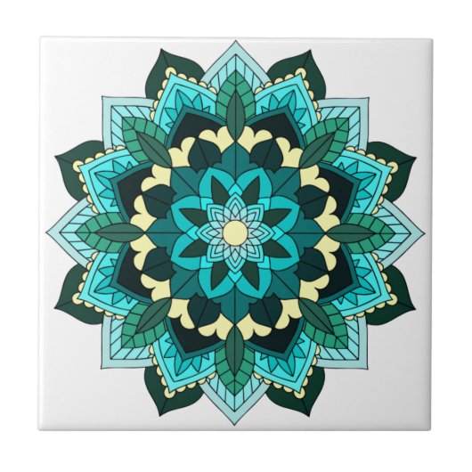 Mandala Muster 02 in aqua Fliese (Vorderseite)