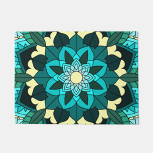 Mandala Muster 02 in aqua Fußmatte