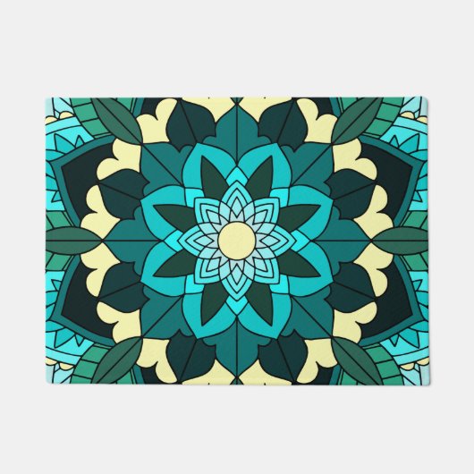 Mandala Muster 02 in aqua Fußmatte (Vorderseite)